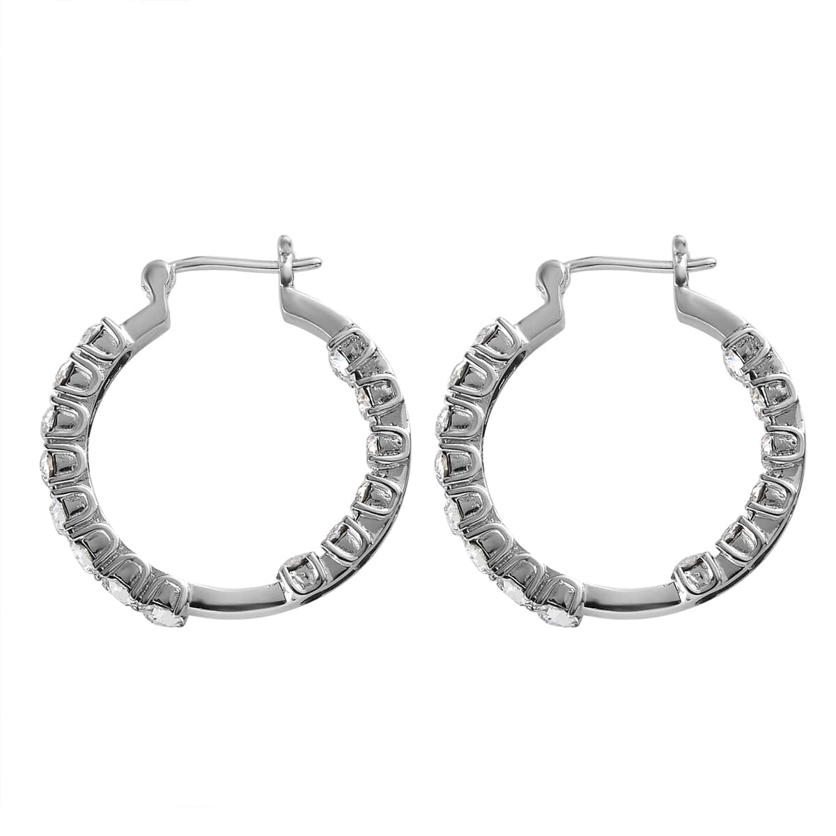 Tanzanite Crystal Hoop Earrings in Stainless Steel 4.90 ctw image number 3