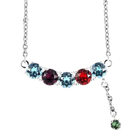 Multi Color Crystal Fancy Necklace 18 Inches in Sterling Silver and Stainless Steel 1.75 ctw image number 0