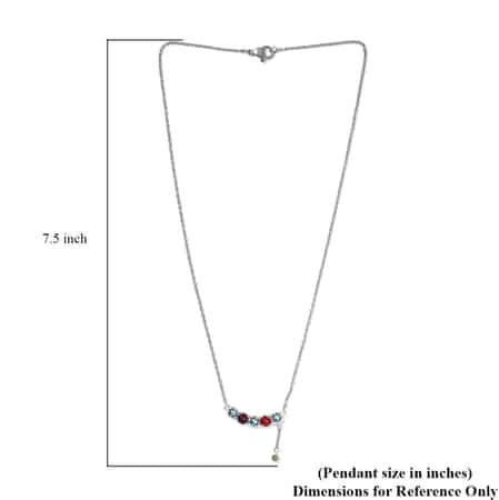 Multi Color Crystal Fancy Necklace 18 Inches in Sterling Silver and Stainless Steel 1.75 ctw image number 4