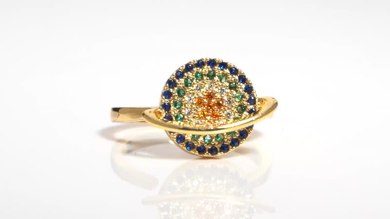 Simulated Multi Color Diamond Ring in Goldtone