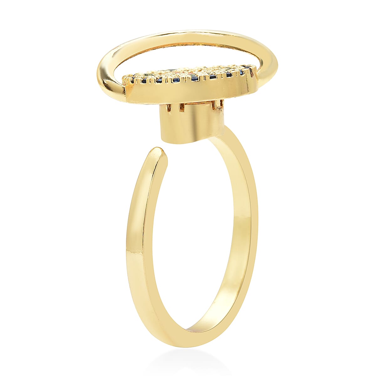 Simulated Multi Color Diamond Ring in Goldtone (Size 7.0)