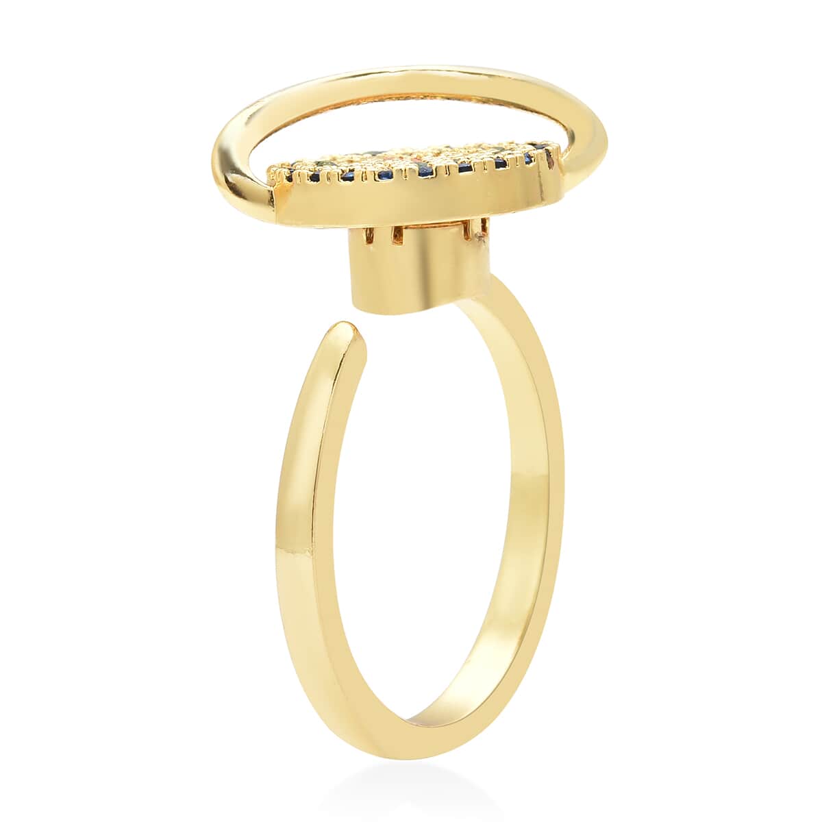 Simulated Multi Color Diamond Ring in Goldtone (Size 7.0) image number 3