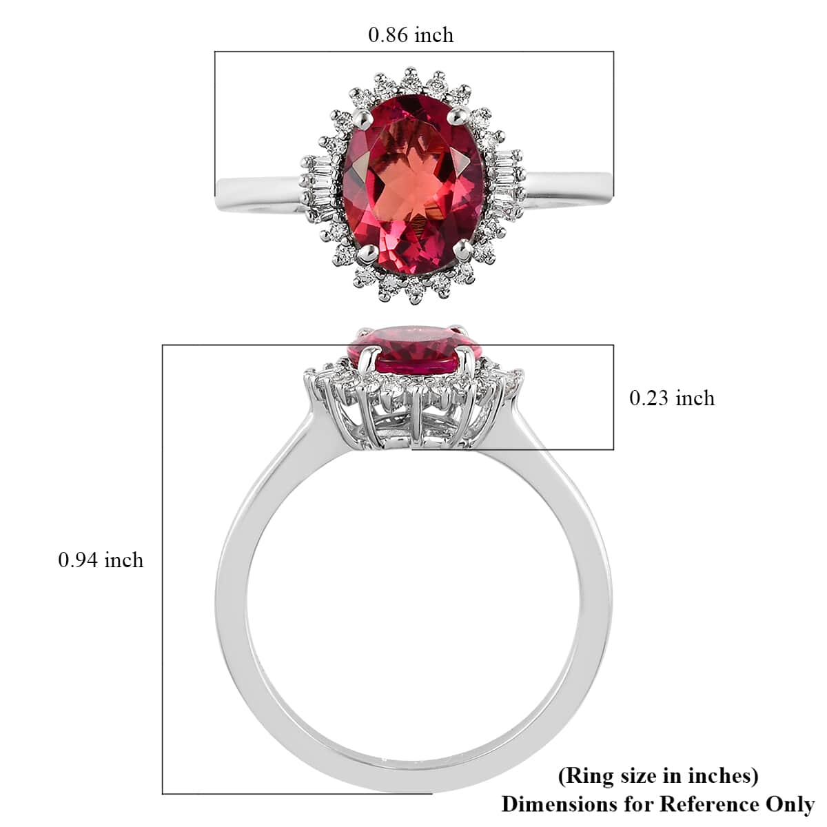 RHAPSODY 950 Platinum AAAA Ouro Fino Rubellite and Diamond E-F VS Halo Ring (Size 10.0) 4.60 Grams 1.85 ctw image number 5