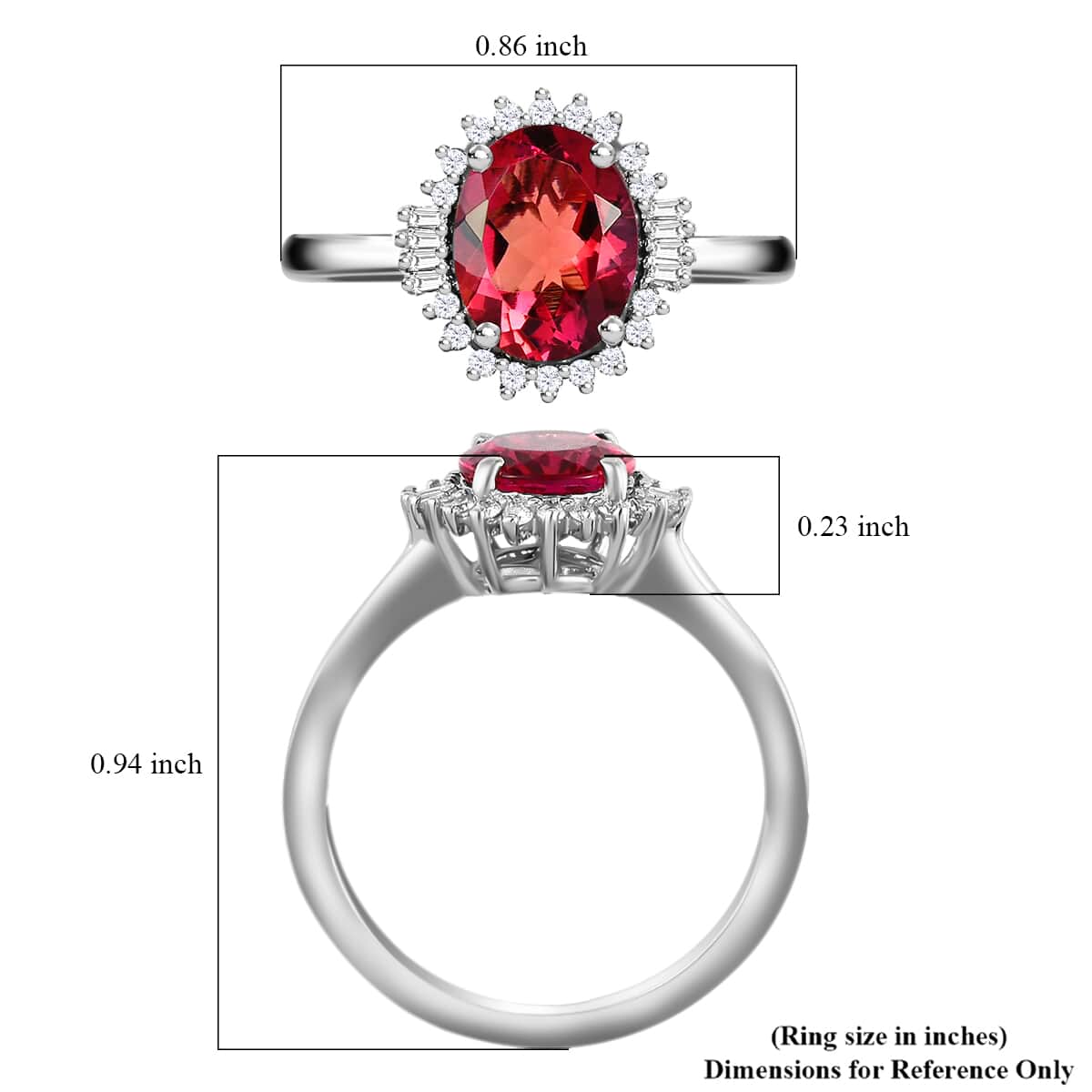 Rhapsody 950 Platinum AAAA Ouro Fino Rubellite and E-F VS Diamond Halo Ring (Size 6.0) 4.60 Grams 1.85 ctw image number 5