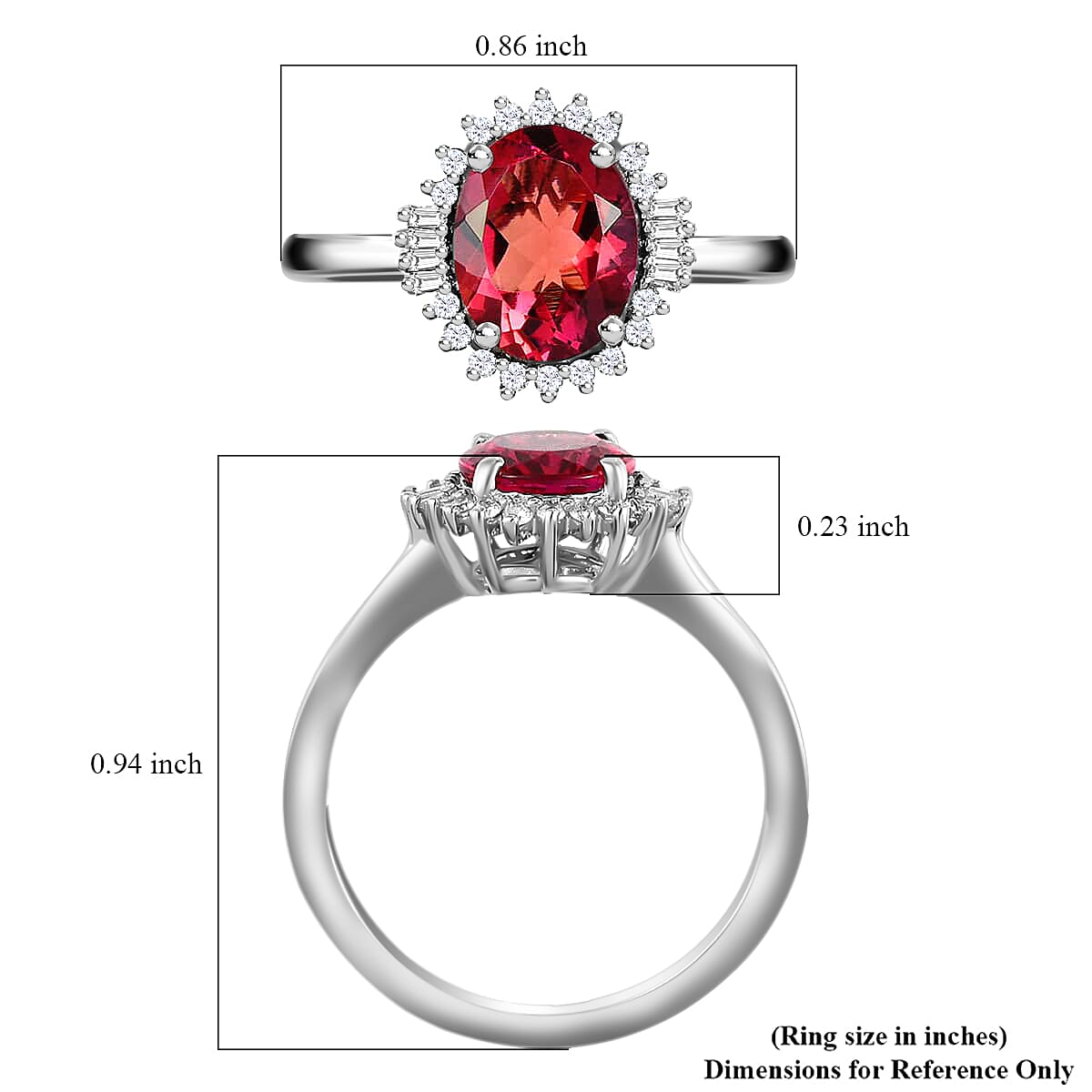 Rhapsody 950 Platinum AAAA Ouro Fino Rubellite and E-F VS Diamond Halo Ring (Size 9.0) 4.60 Grams 1.85 ctw image number 5
