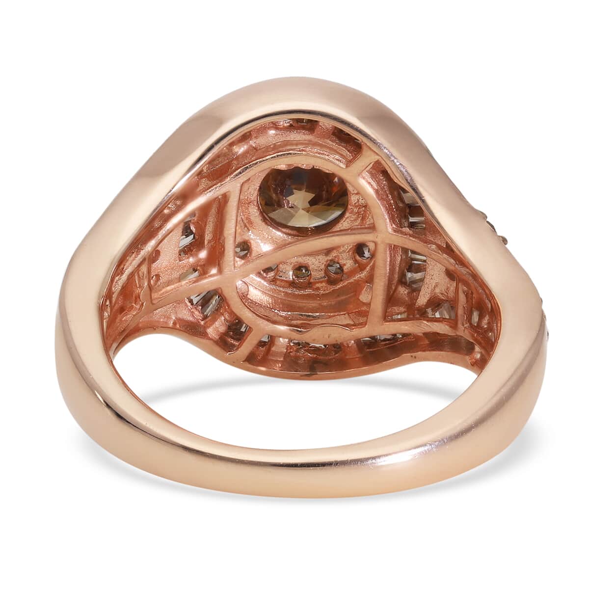 Natural Champagne Diamond Ring in Rhodium and Vermeil Rose Gold Over Sterling Silver (Size 6.0) 2.00 ctw image number 4