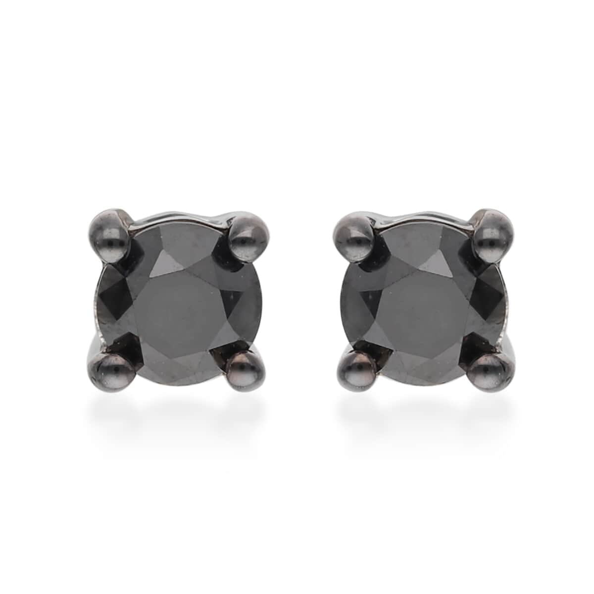 Black Diamond Solitaire Stud Earrings in Platinum Over Sterling Silver 2.10 ctw image number 0
