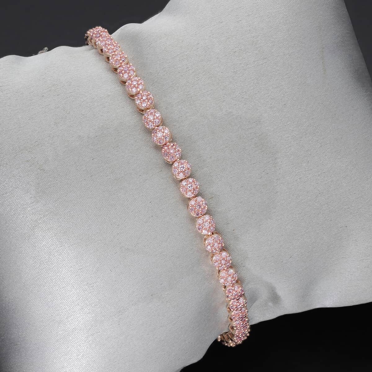 Luxoro 10K Rose Gold I3 Natural Pink Diamond Floral Tennis Bracelet (7.25 In) 9 Grams 2.00 ctw image number 1