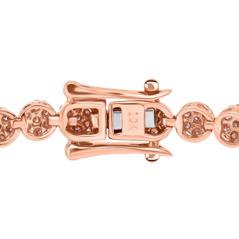 Luxoro 10K Rose Gold I3 Natural Pink Diamond Floral Tennis Bracelet (7.25 In) 9 Grams 2.00 ctw