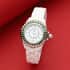 Eon 1962 Chrome Diopside Swiss Movement Halo Dial Watch with White Ceramic Strap 2.40 ctw image number 1