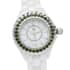 Eon 1962 Chrome Diopside Swiss Movement Halo Dial Watch with White Ceramic Strap 2.40 ctw image number 3