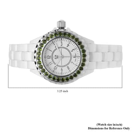 Eon 1962 Chrome Diopside Swiss Movement Halo Dial Watch with White Ceramic Strap 2.40 ctw image number 6