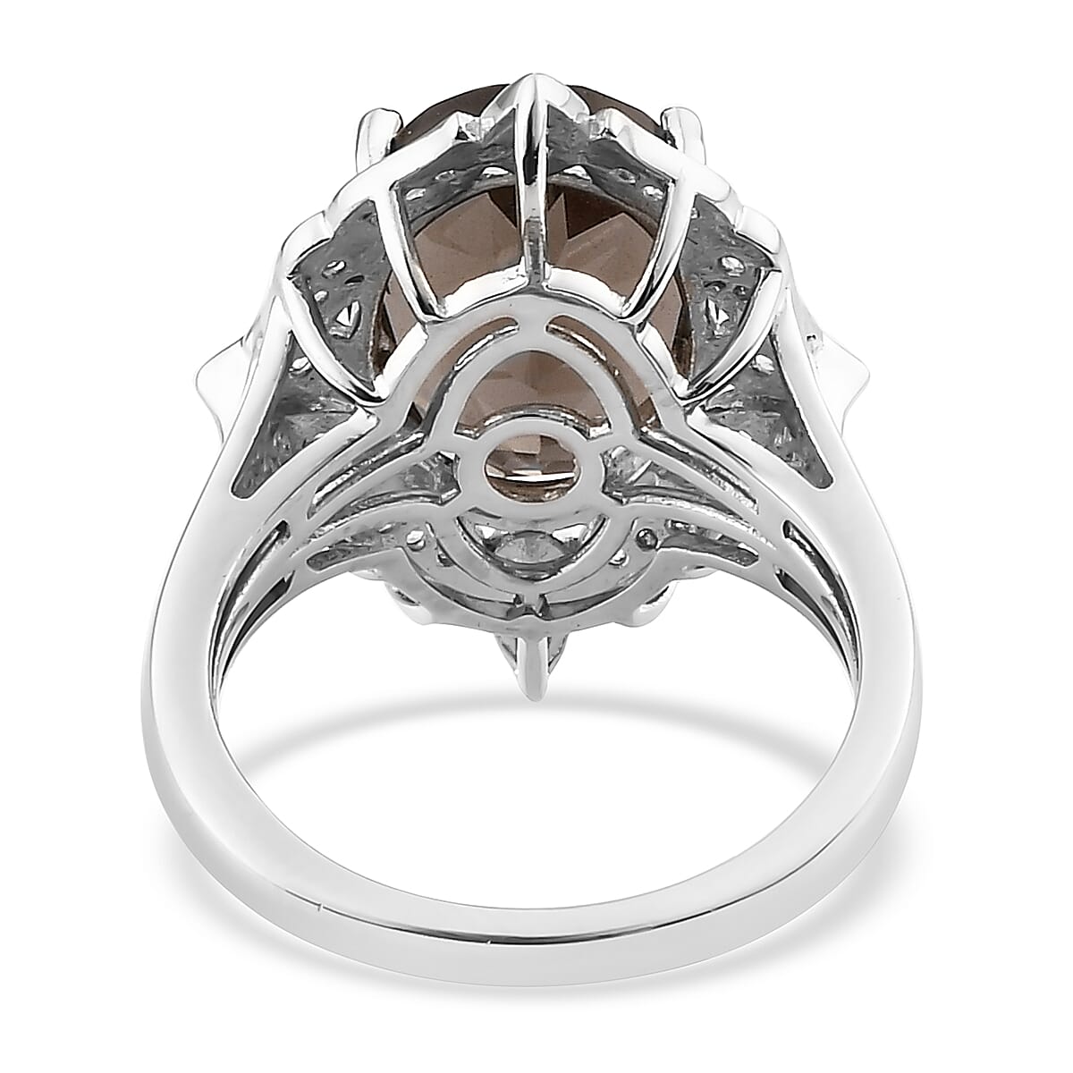 Columbianite, Natural White Zircon Cocktail Ring in Platinum Over Sterling Silver 5.40 ctw image number 4