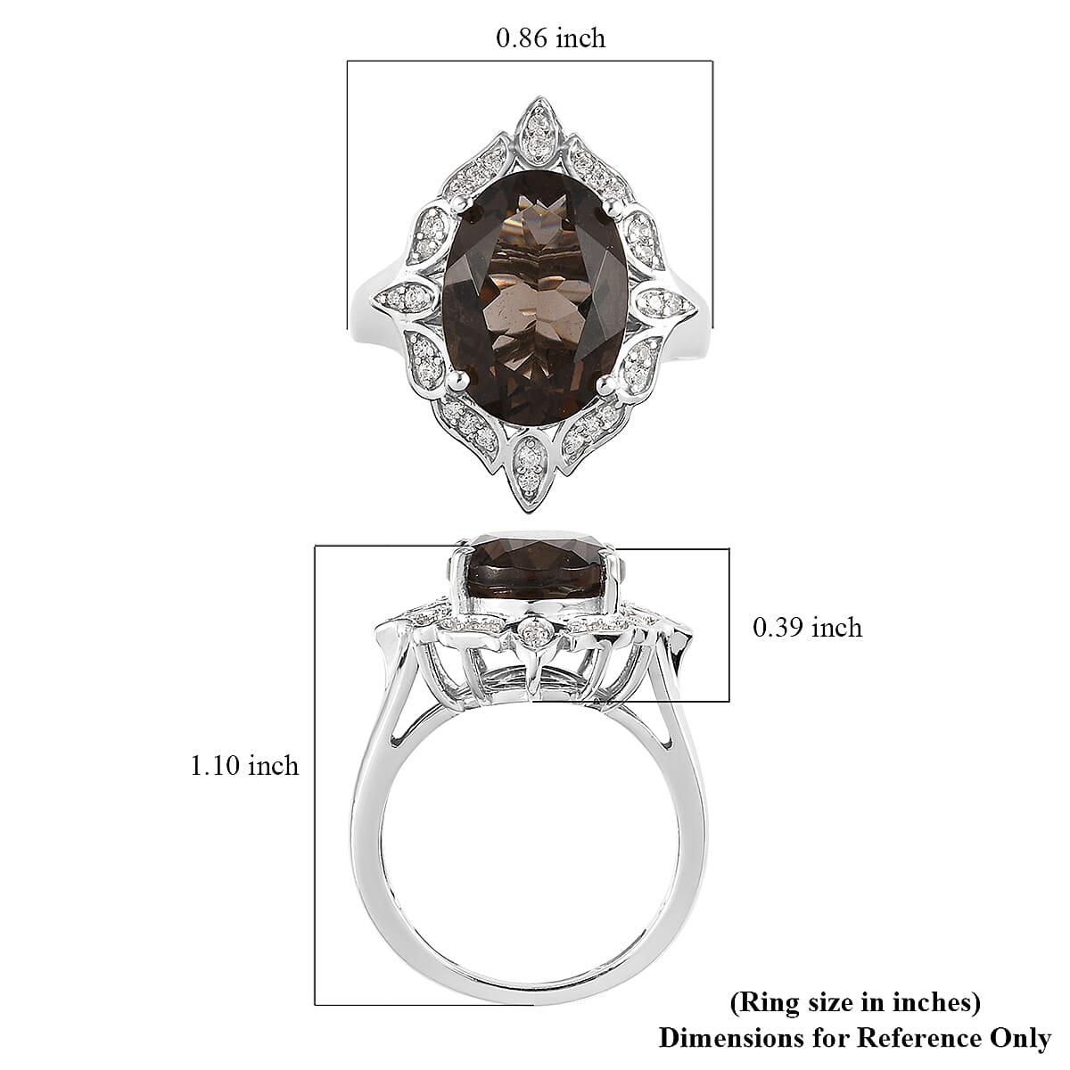 Colombianite and Natural White Zircon Cocktail Ring in Platinum Over Sterling Silver (Size 10.0) 5.40 ctw