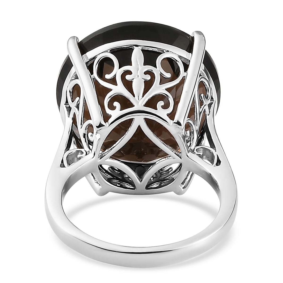Brazilian Smoky Quartz Solitaire Ring in Platinum Over Sterling Silver (Size 10.0) 21.15 ctw