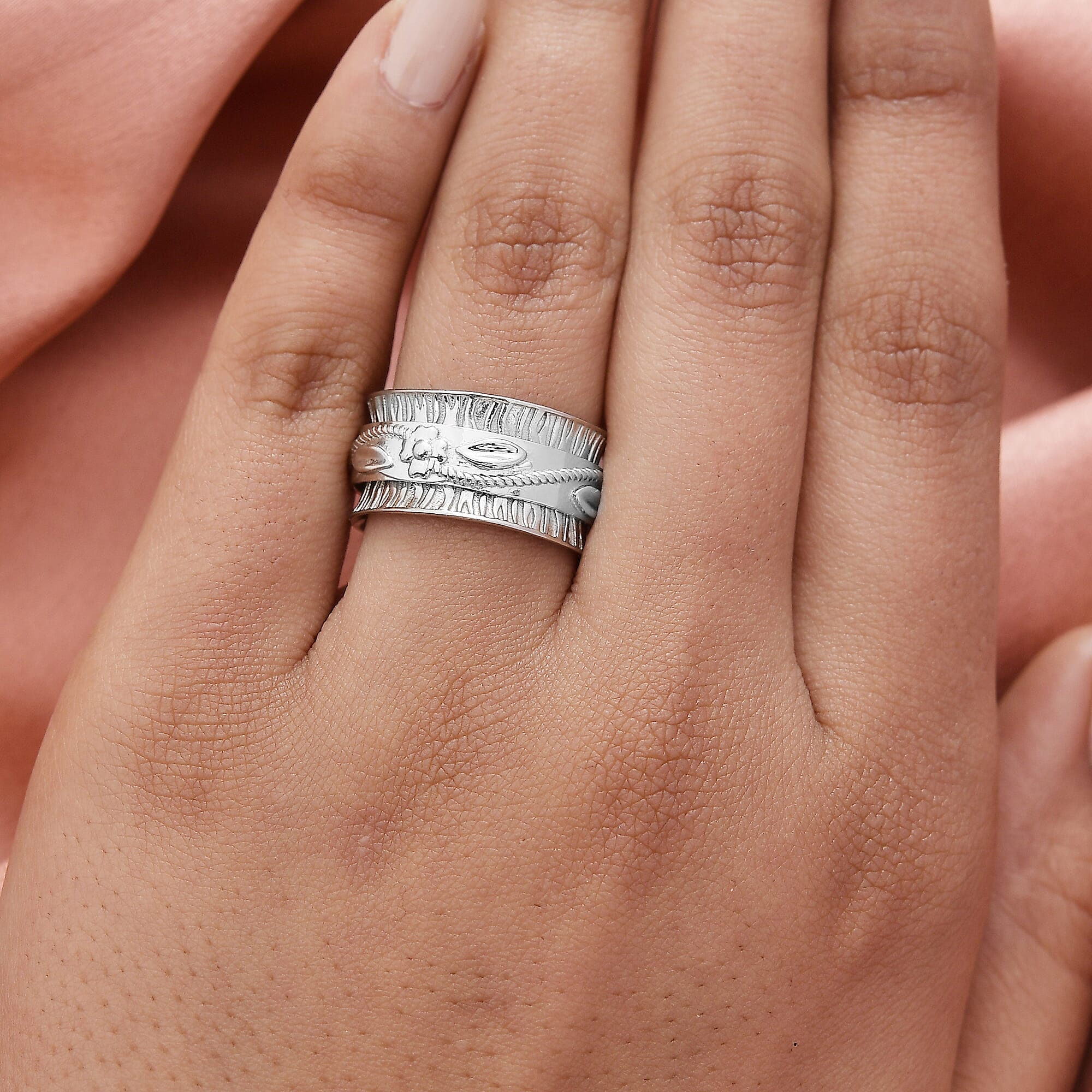 Sterling Silver Spinner Band Ring (Size 6.0) 6.90 Grams