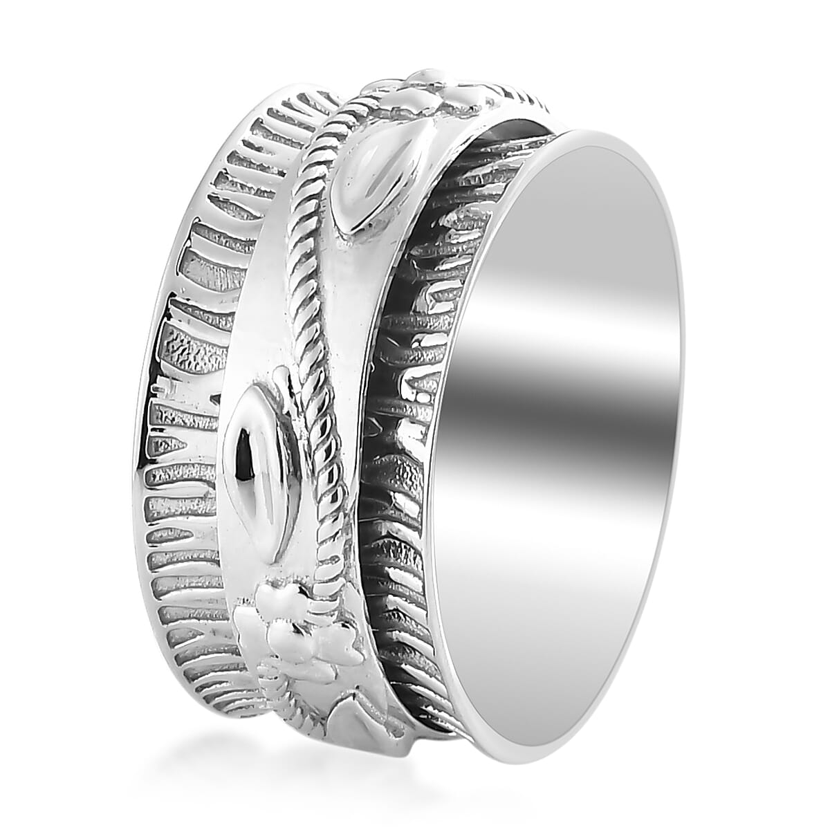 Sterling Silver Spinner Band Ring (Size 6.0) 6.90 Grams