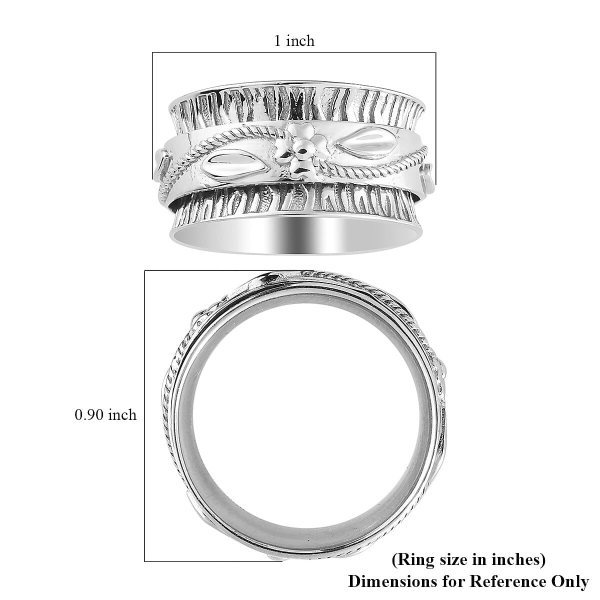 Sterling Silver Spinner Band Ring (Size 6.0) 6.90 Grams