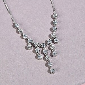 Moissanite 1.89 ctw Fancy Necklace in Platinum Over Sterling Silver 18 Inches (6.45 g)