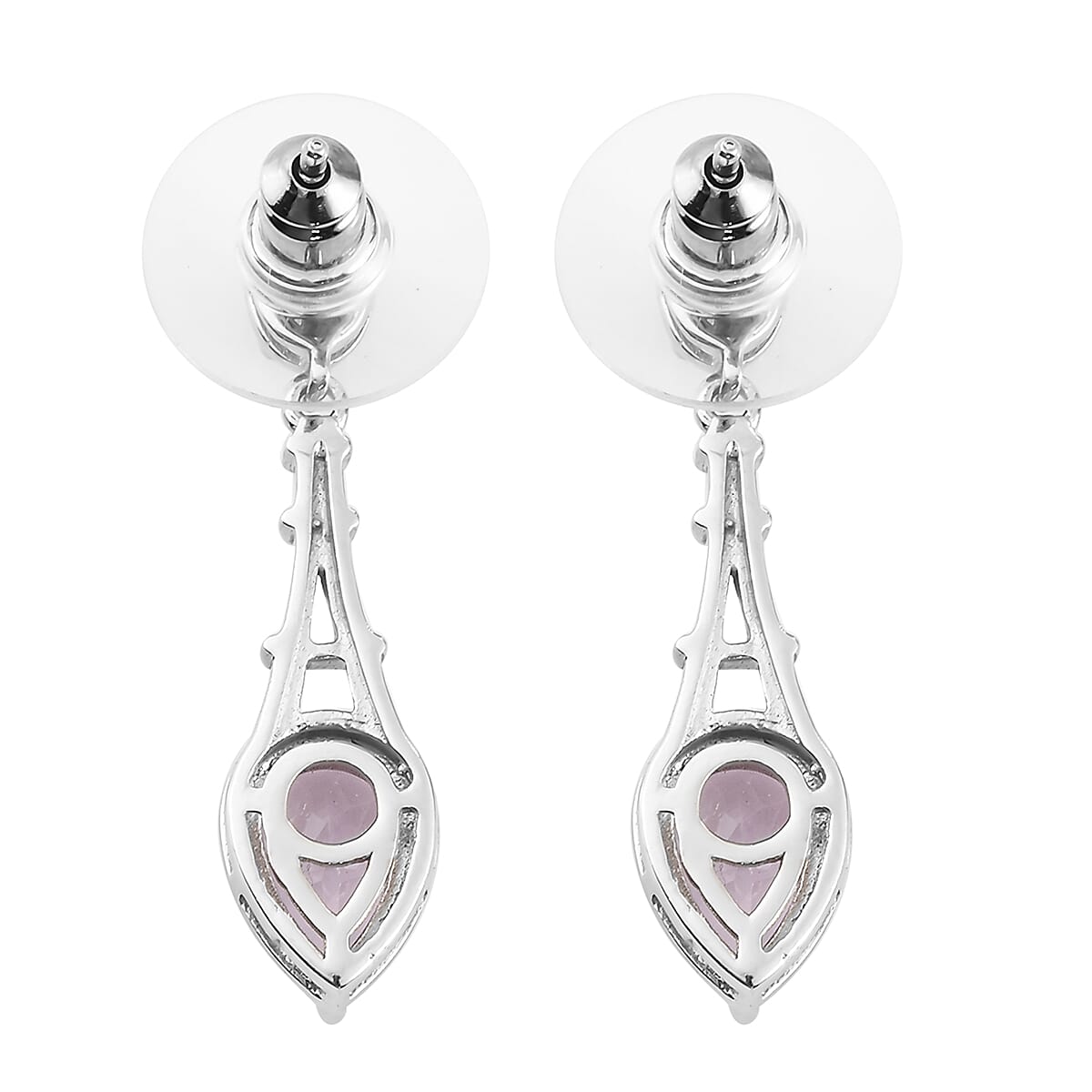 Rose De France Amethyst Dangling Earrings in Platinum Over Sterling Silver 2.65 ctw