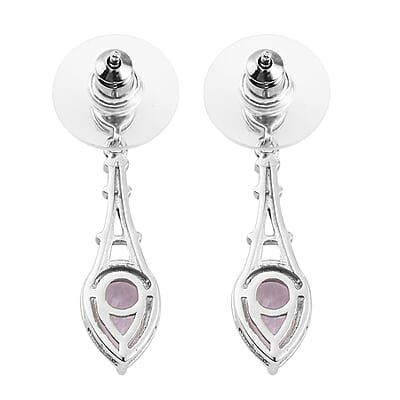 Rose De France Amethyst Dangling Earrings in Platinum Over Sterling Silver 2.65 ctw