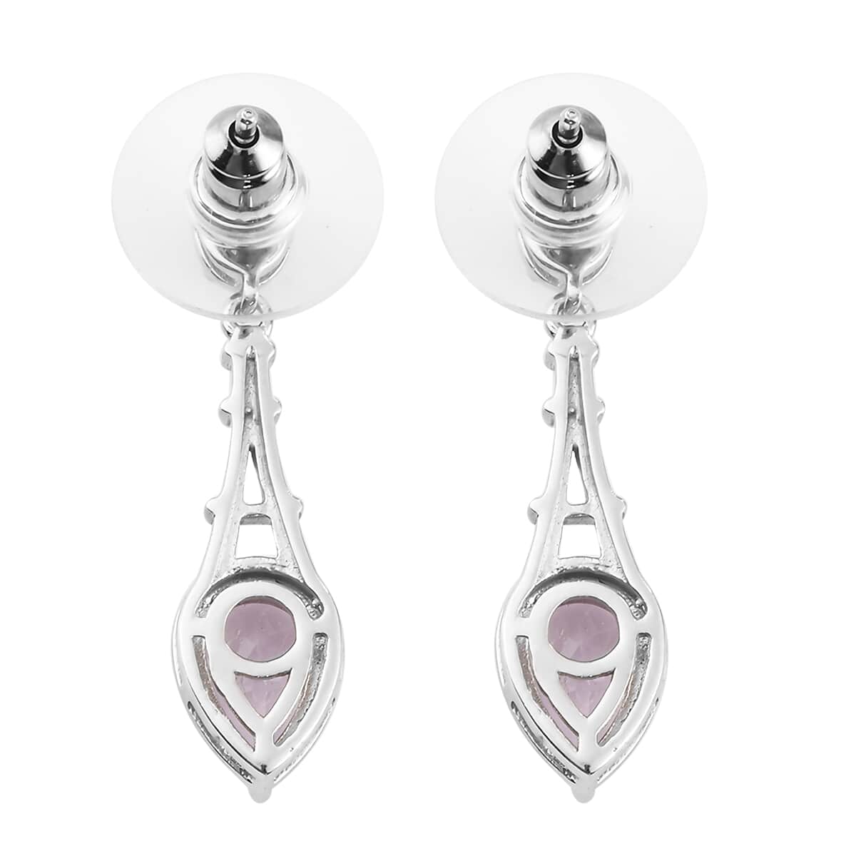 Rose De France Amethyst Dangling Earrings in Platinum Over Sterling Silver 2.65 ctw image number 3