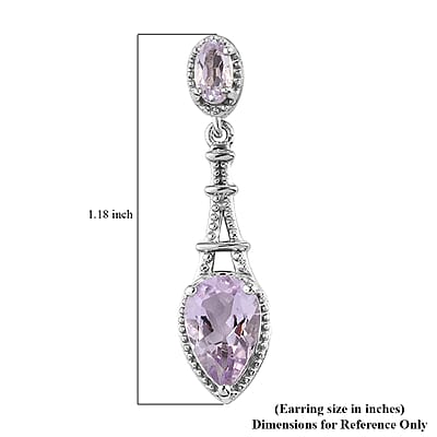 Rose De France Amethyst Dangling Earrings in Platinum Over Sterling Silver 2.65 ctw