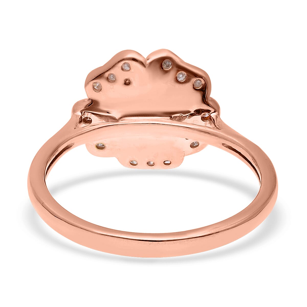 Natural Champagne and White Diamond Floral Ring in Vermeil Rose Gold Over Sterling Silver (Size 10.0) 0.33 ctw