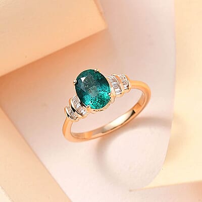 Iliana 18K Yellow Gold AAA Kagem Zambian Emerald and G-H SI Diamond Ring (Size 6.0) 1.90 ctw
