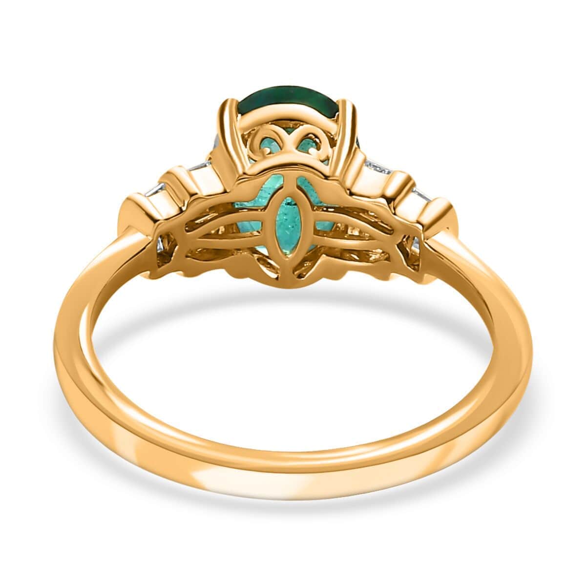 Iliana 18K Yellow Gold AAA Kagem Zambian Emerald and G-H SI Diamond Ring (Size 6.0) 1.90 ctw image number 4