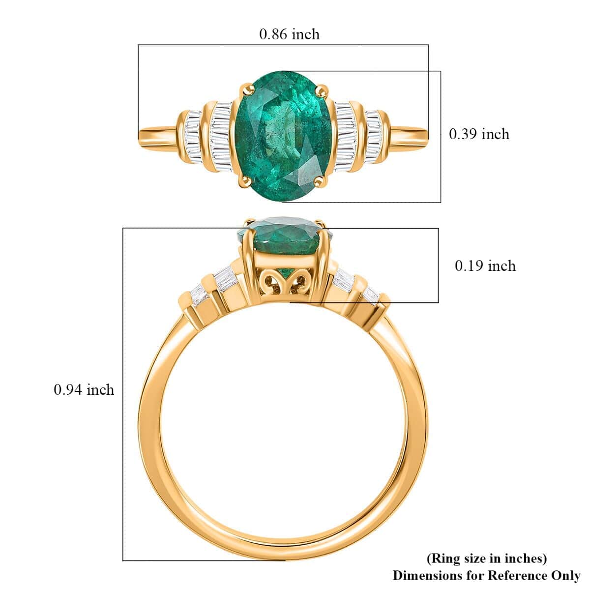 Iliana 18K Yellow Gold AAA Kagem Zambian Emerald and G-H SI Diamond Ring (Size 6.0) 1.90 ctw image number 5