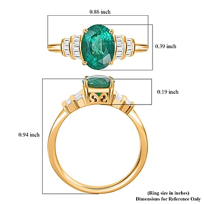 Iliana 18K Yellow Gold AAA Kagem Zambian Emerald and G-H SI Diamond Ring (Size 6.0) 1.90 ctw