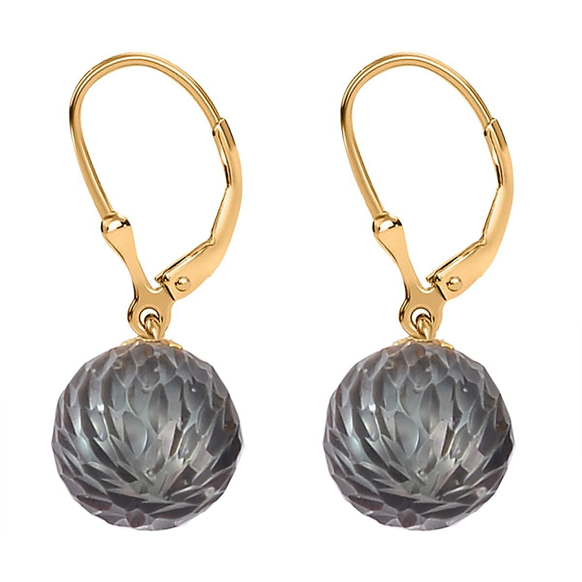 Tahitian Cultured Pearl Carved Lever Back Earrings in Vermeil Yellow Gold Over Sterling Silver image number 3