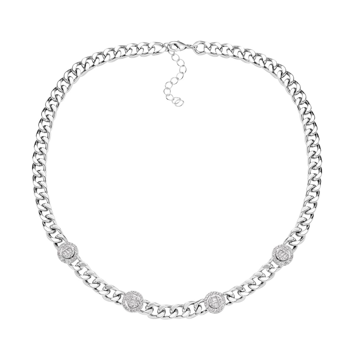 White Austrian Crystal Necklace 20 Inches in Silvertone image number 2