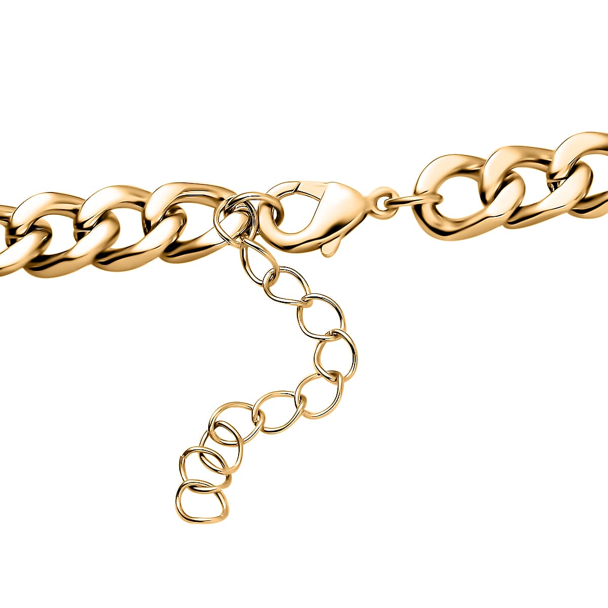 White Austrian Crystal Curb Chain Station Necklace 20 Inches in Goldtone with Extender  image number 3