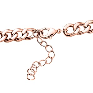 White Austrian Crystal Curb Chain Station Necklace in Rosetone with Extender 20 Inches