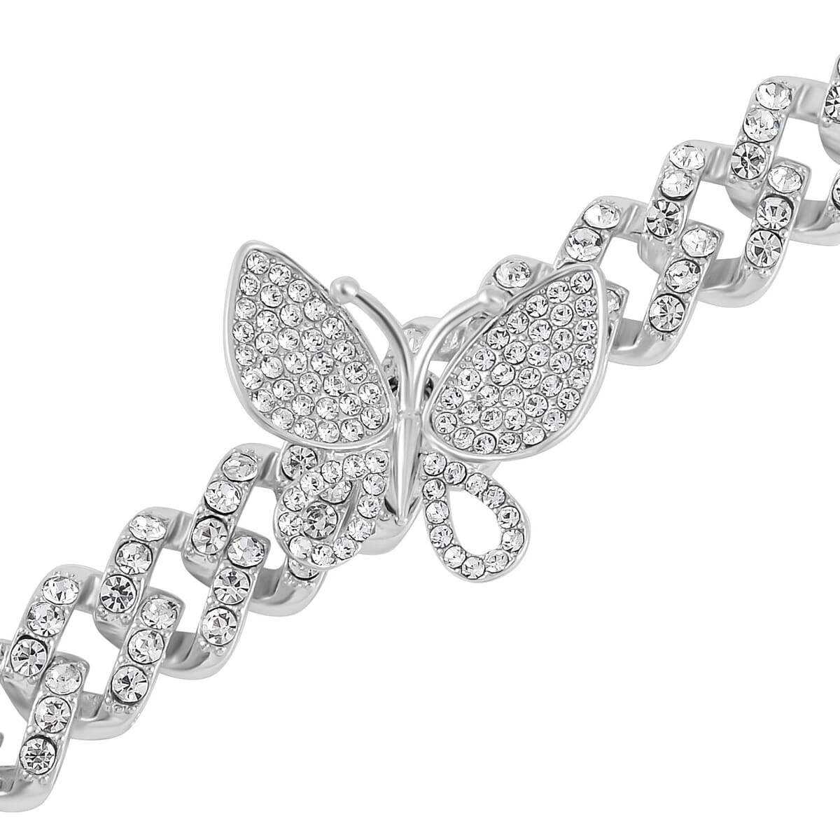 Austrian Crystal Spinner Butterfly Bracelet in Silvertone (6.50 In) image number 4