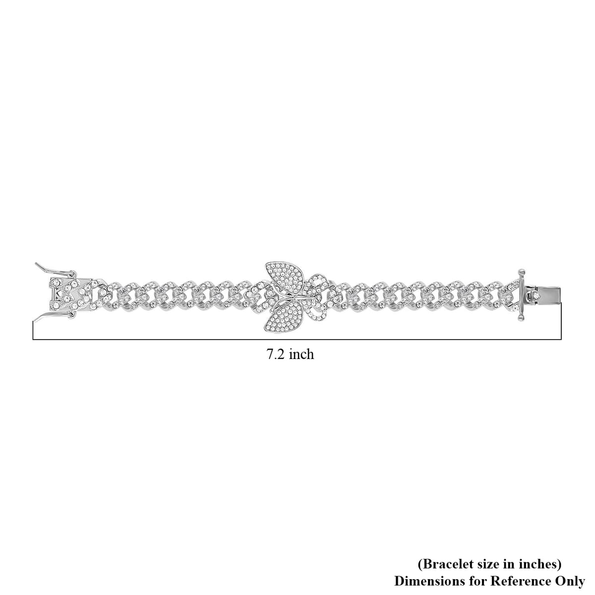 Austrian Crystal Spinner Butterfly Bracelet in Silvertone (6.50 In) image number 5