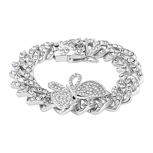 Austrian Crystal Spinner Butterfly Bracelet in Silvertone (7.25 In)