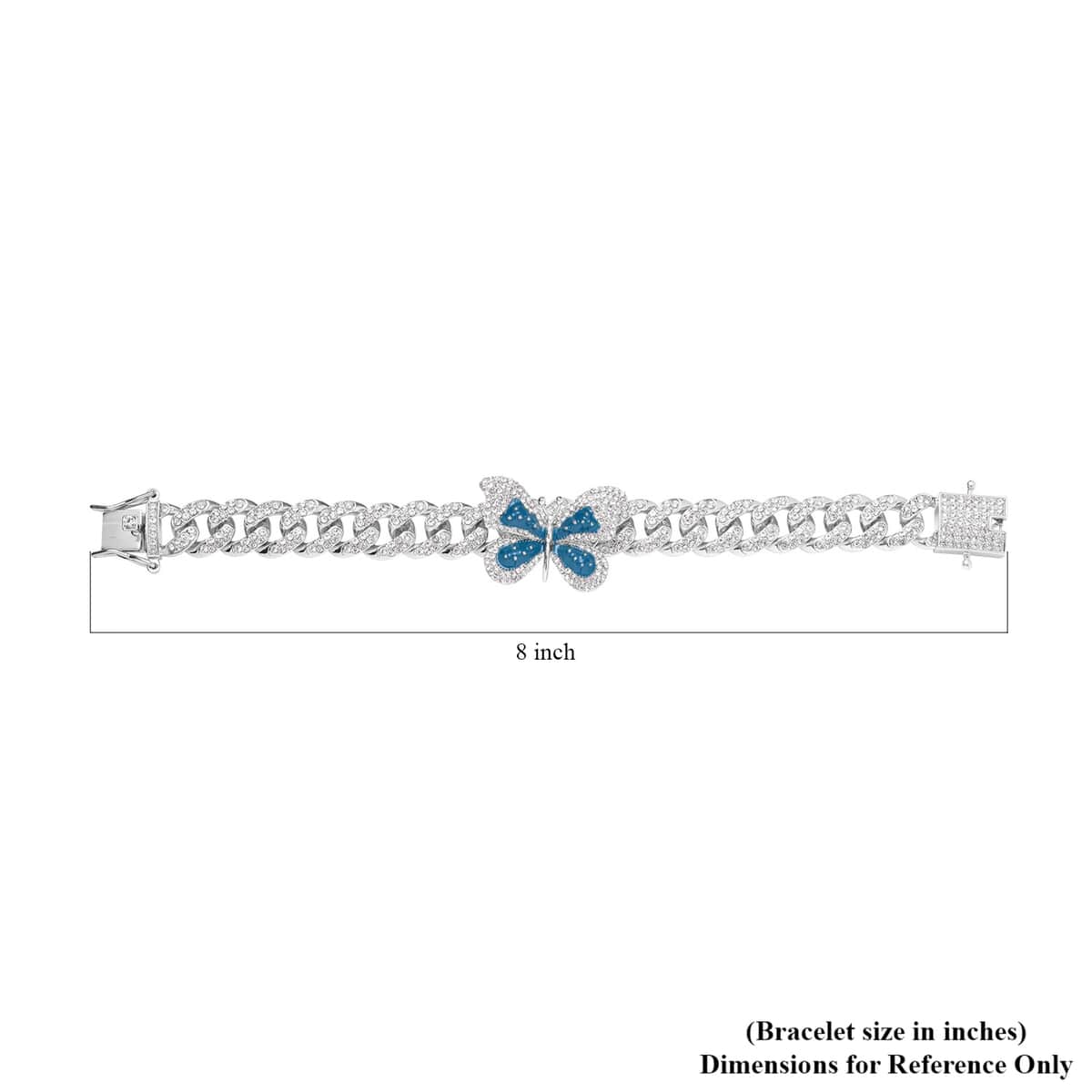 Austrian Crystal, Enameled Butterfly Spinner Bracelet in Silvertone (7.25 In) image number 3