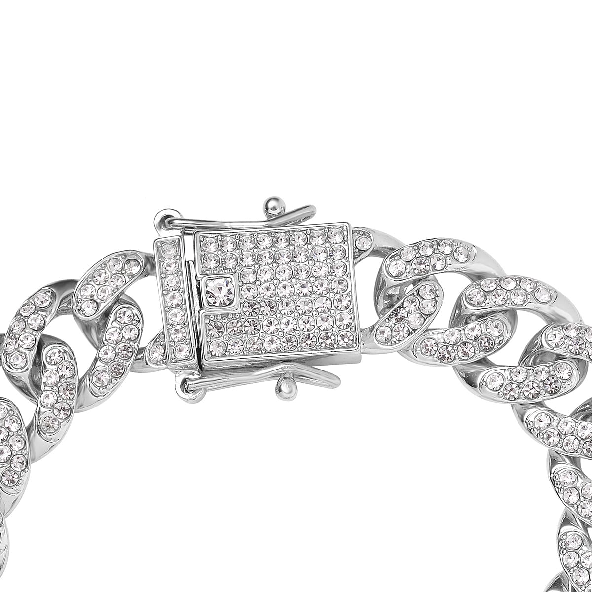 Austrian Crystal, Enameled Butterfly Spinner Bracelet in Silvertone (8.00 In) image number 2