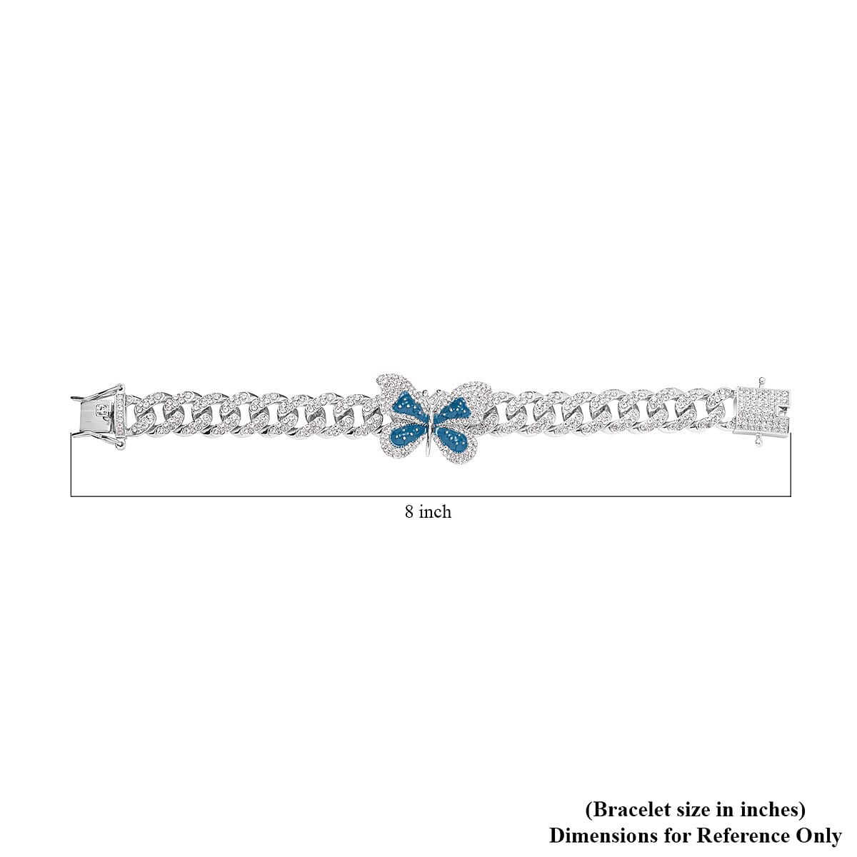 Austrian Crystal, Enameled Butterfly Spinner Bracelet in Silvertone (8.00 In) image number 3