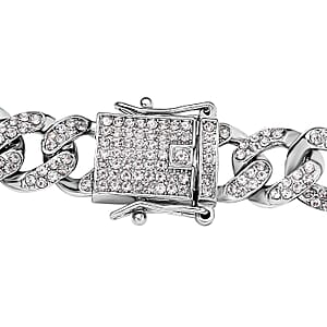 White Austrian Crystal and Enameled 3 Pcs Fixable Butterfly and Curb Link Chain Bracelet in Silvertone (7.25 In)