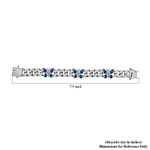 White Austrian Crystal and Enameled 3 Pcs Fixable Butterfly and Curb Link Chain Bracelet in Silvertone (7.25 In)