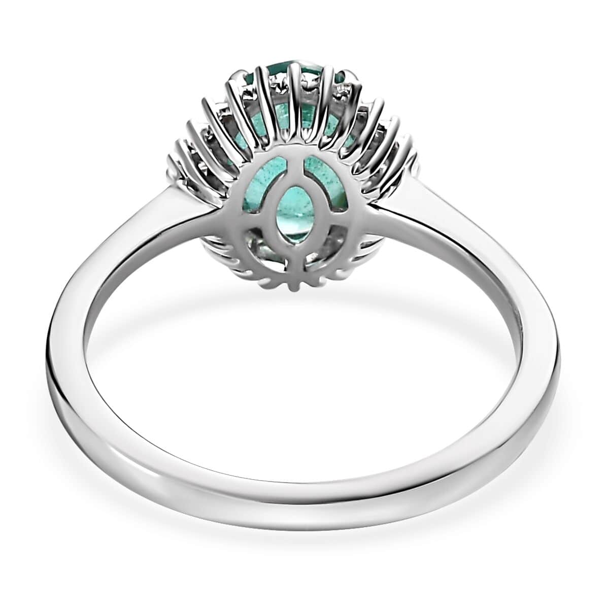 Luxoro 14K White Gold AAA Kagem Zambian Emerald and G-H I2 Diamond Halo Ring (Size 10.0) 1.85 ctw image number 4