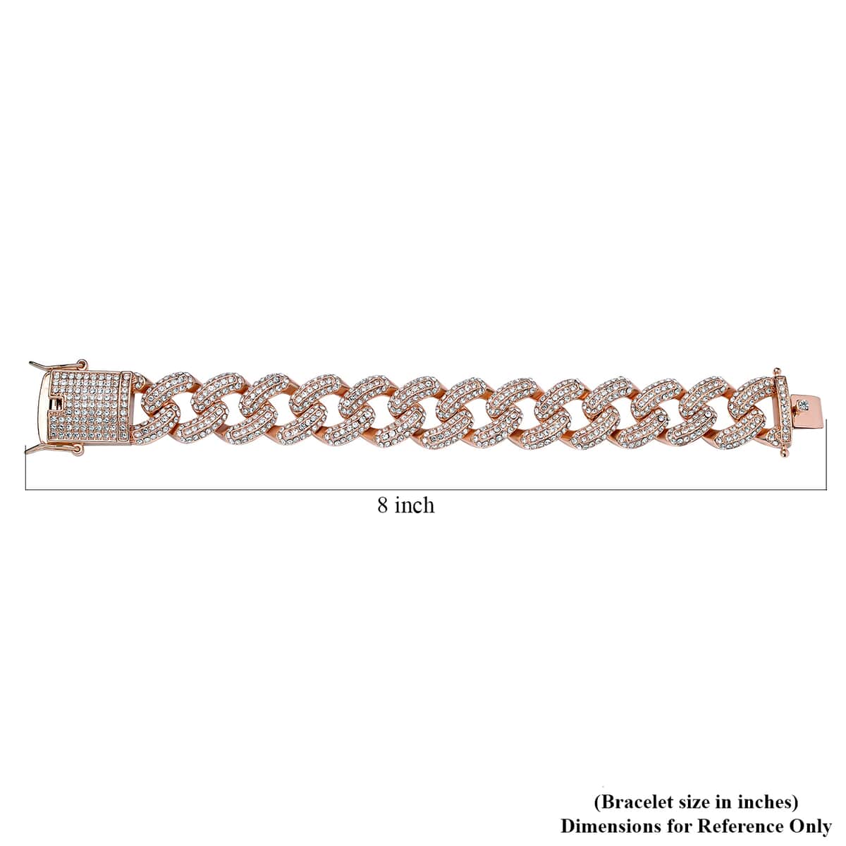 White Austrian Crystal Curb Link Chain Bracelet in Rosetone (7.25 In) image number 3