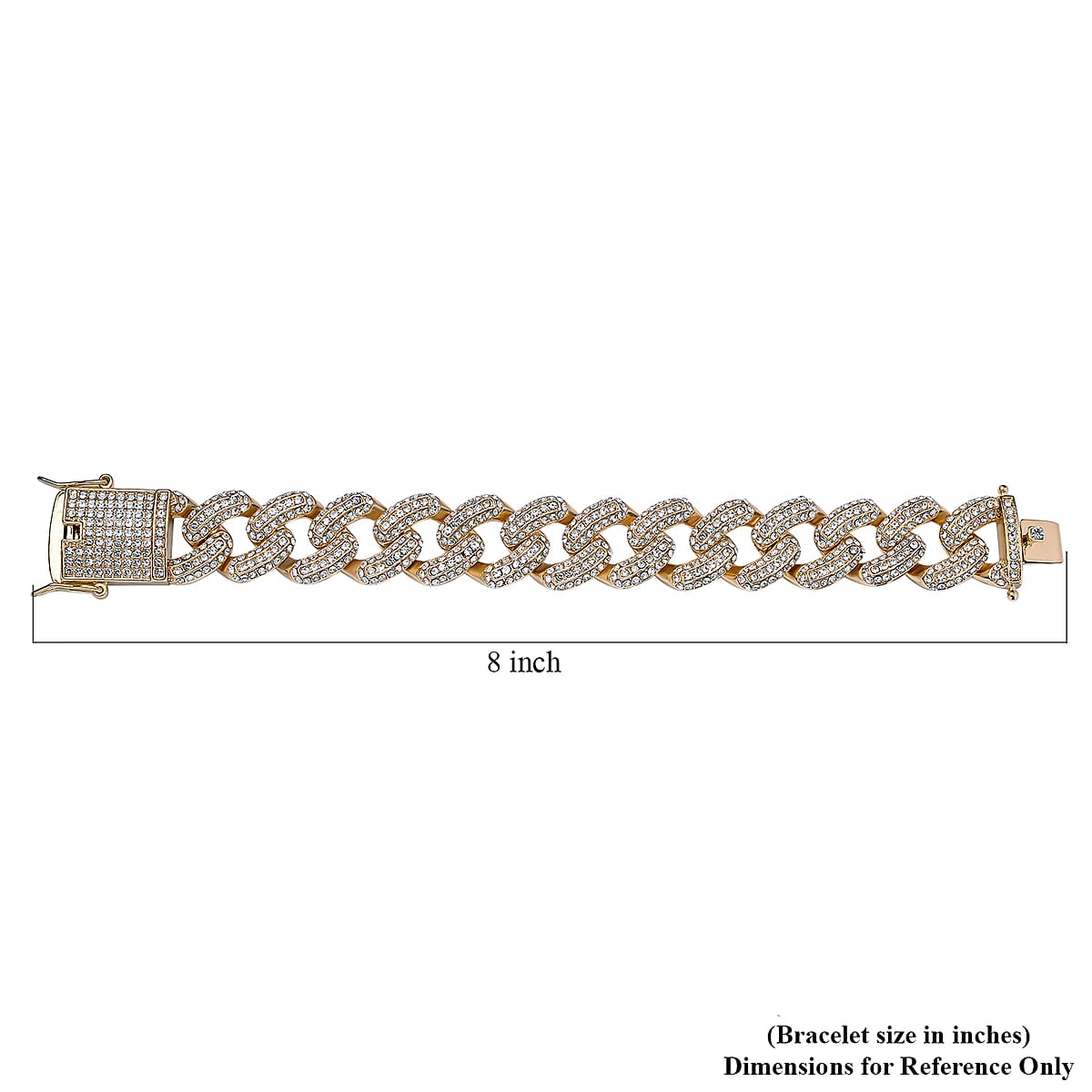 White Austrian Crystal Curb Link Chain Bracelet in Goldtone (8.00 In) image number 3