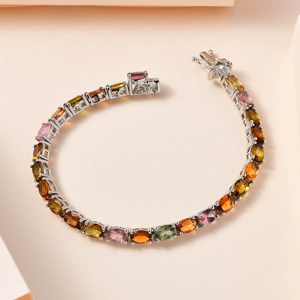 Multi-Tourmaline Tennis Bracelet in Platinum Over Sterling Silver (6.50 In) 11.25 ctw image number 1