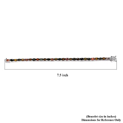 D'Joy Multi-Tourmaline Tennis Bracelet in Platinum Over Sterling Silver (7.25 In) 12.50 ctw