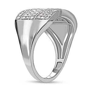 White Diamond 0.49 ctw Ring in Platinum Over Sterling Silver (Size 5.5)